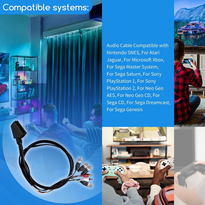 XTPTFABS Female RGB SCART to 4 BNC + Audio Cable Compatible with Sega Genesis, Saturn, Super Nint-endo, Neo-Geo, PlayStation, and Other Systems That Output RGB via SCART - Image 3